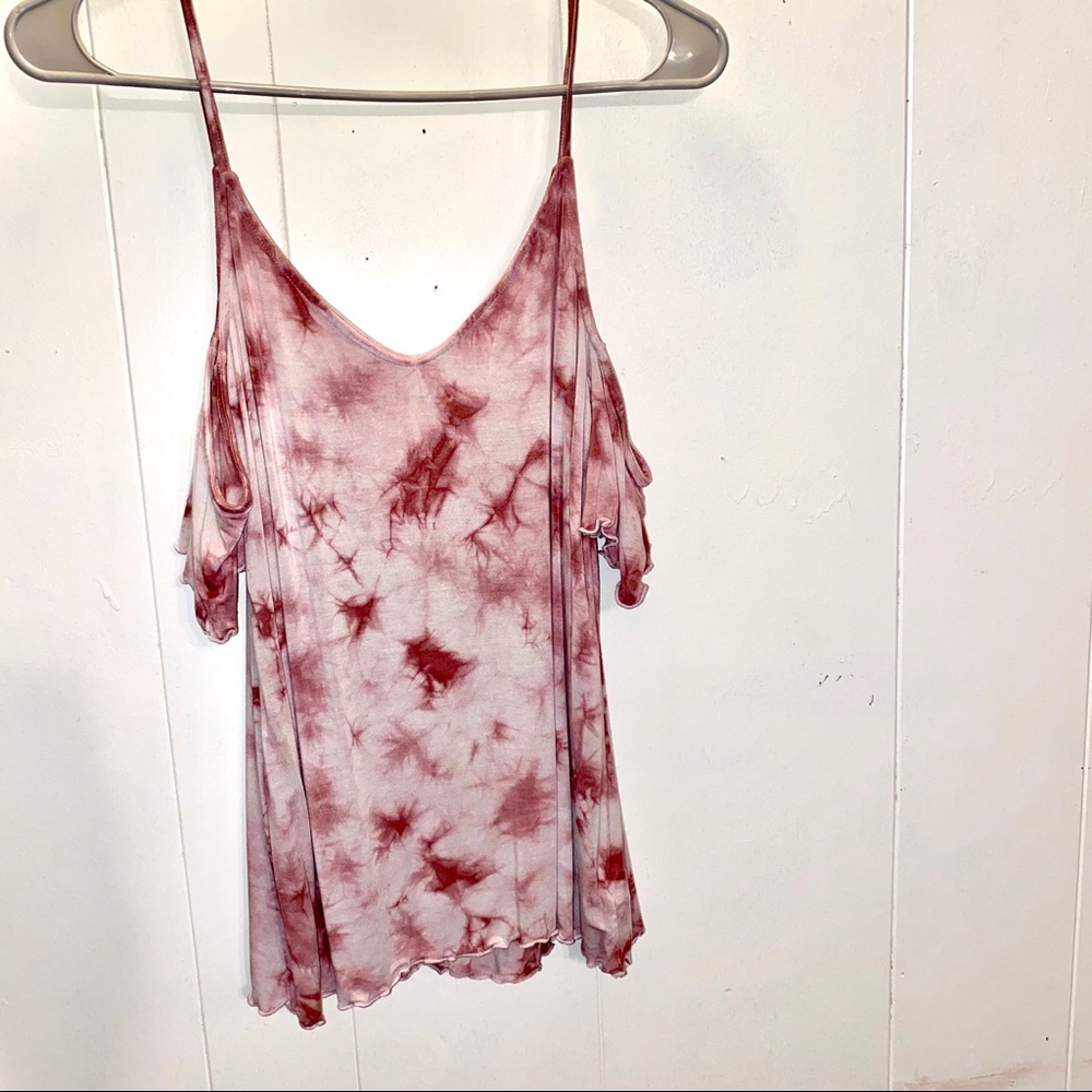 TIE DYE COLD SHOULDER AMERICAN EAGLE TOP